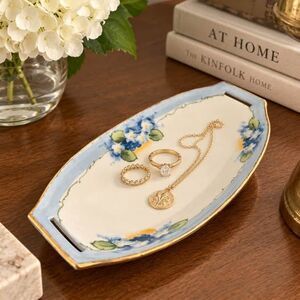 Vintage Made in Japan Porcelain Floral Trinket Dish Jewelry Tray